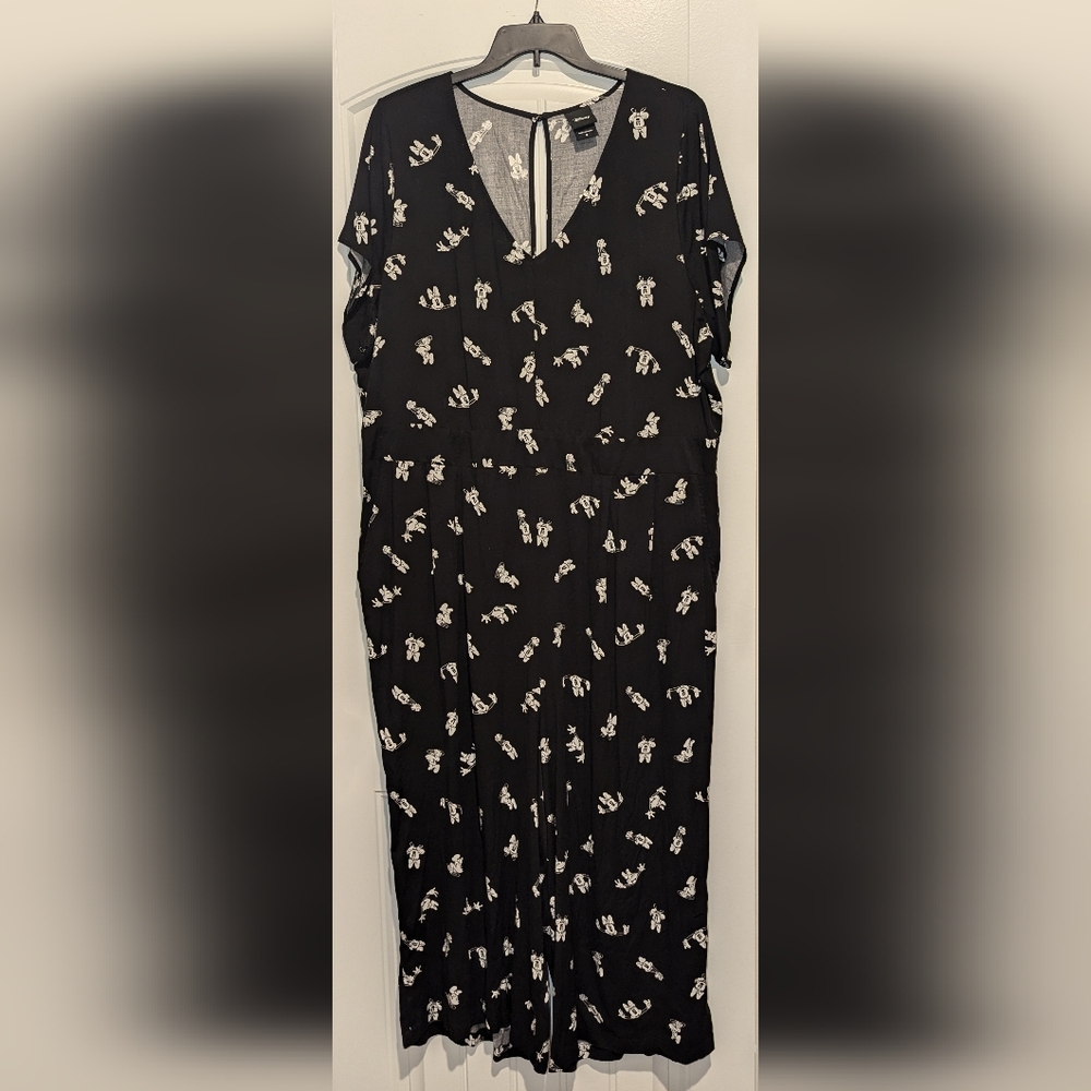Disney Minnie Mouse Black Challis Culotte Jumpsuit